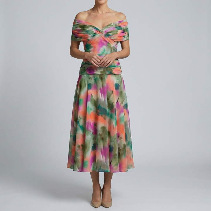 Chic Ruched Waist Midi Dress