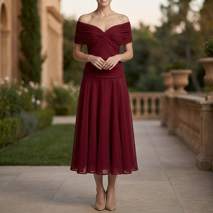 Chic Ruched Waist Midi Dress