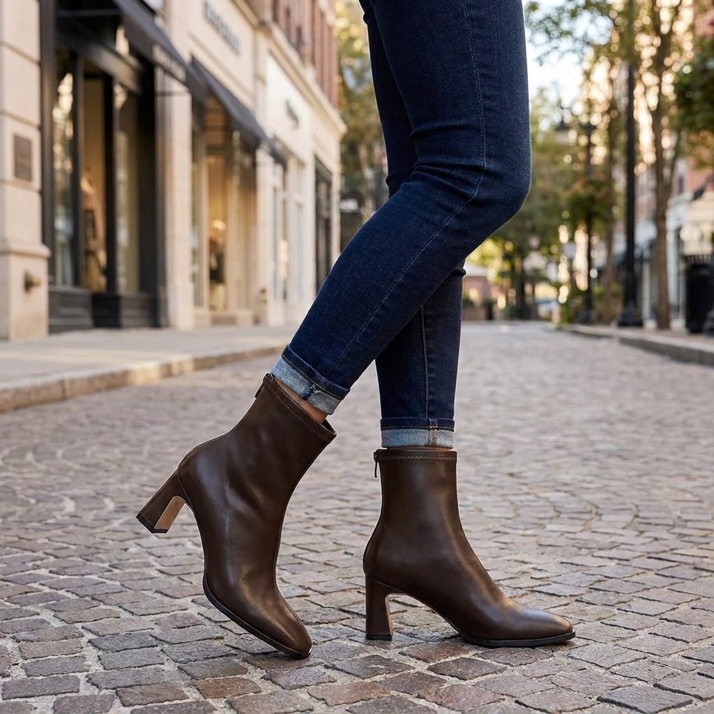 Modern Block Heel Ankle Boots