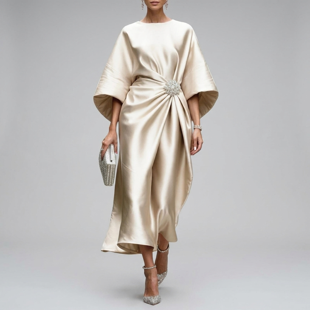 Sophisticated Maxi Dress with Draped Design