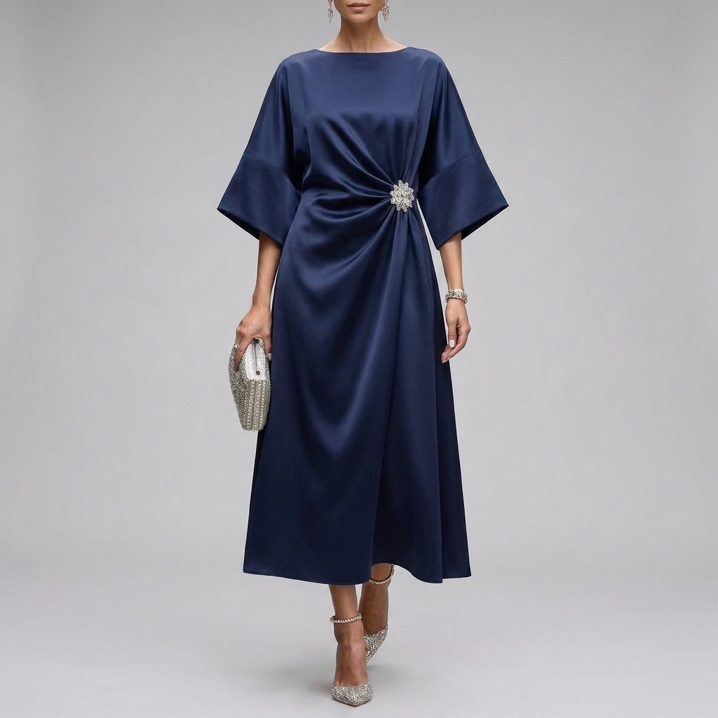 Sophisticated Maxi Dress with Draped Design