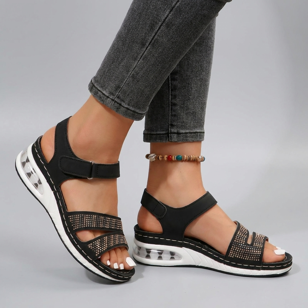 Elegant Wedge Sandals with Airy Roman Cut