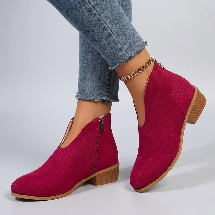 Elara | Stylish Women's Ankle Boots with V-Shaped Cut