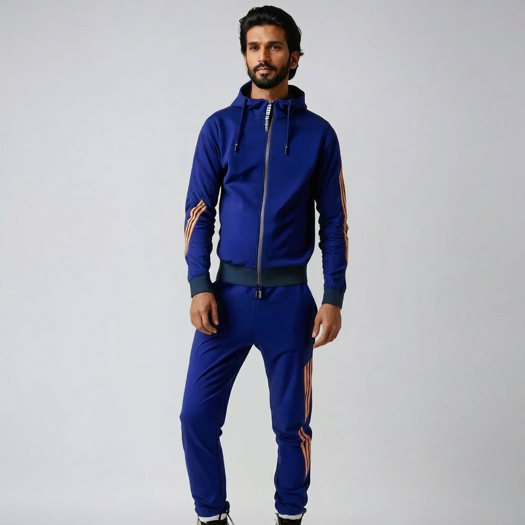 Stylish Men’s Two-Piece Tracksuit with Zip-Up Jacket