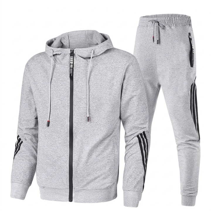 Stylish Men’s Two-Piece Tracksuit with Zip-Up Jacket