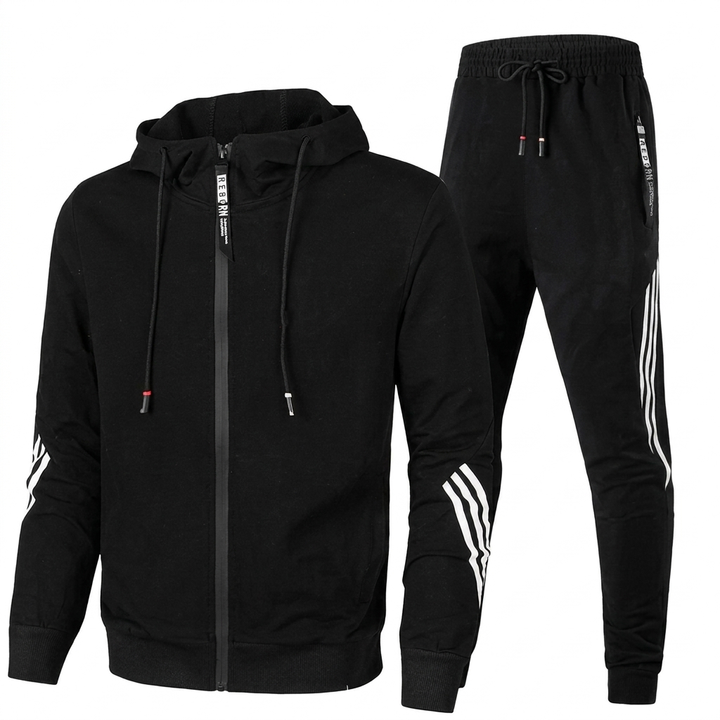 Stylish Men’s Two-Piece Tracksuit with Zip-Up Jacket