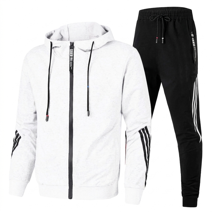 Stylish Men’s Two-Piece Tracksuit with Zip-Up Jacket