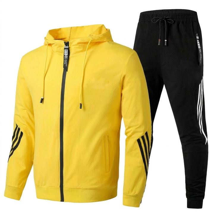 Stylish Men’s Two-Piece Tracksuit with Zip-Up Jacket