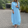 Women’s Collared Maxi Dress – Button-Front and Long Sleeves