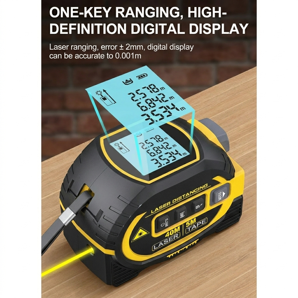 60m Laser Distance Tape – 3-in-1 Measuring Tool