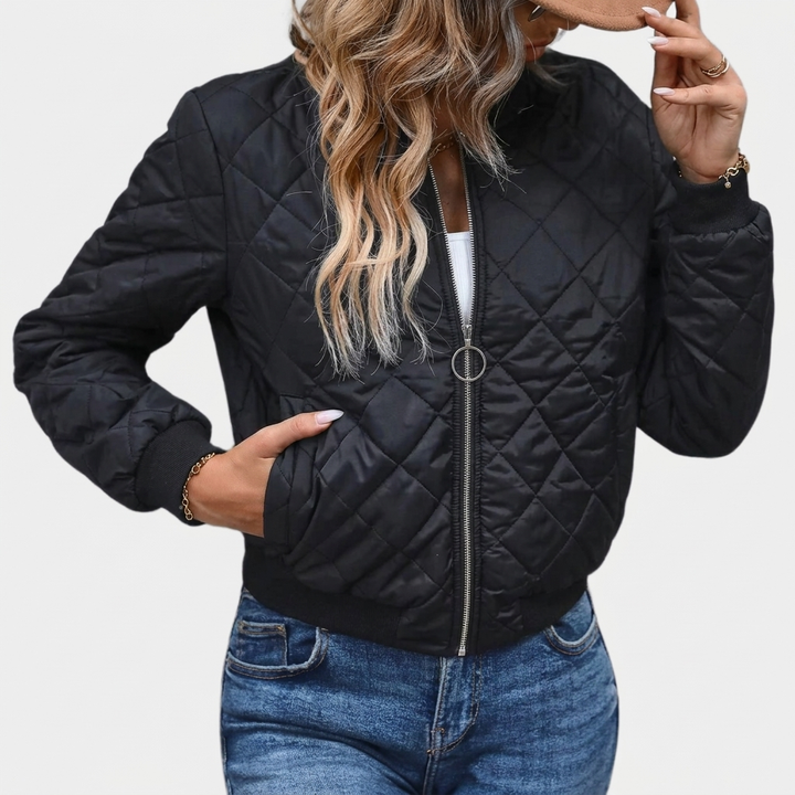 Trendy Women’s Quilted Jacket – Comfortable Bomber Style