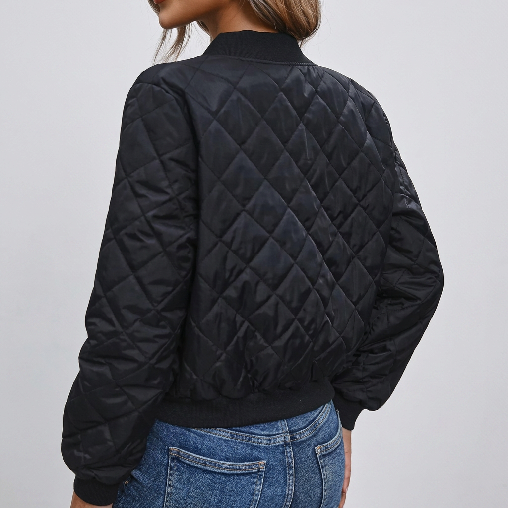 Trendy Women’s Quilted Jacket – Comfortable Bomber Style
