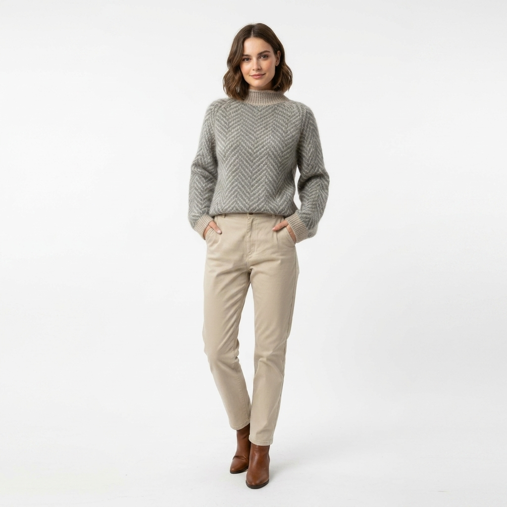 Women’s Cozy Chevron Knit Sweater – Turtleneck