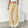 Linen Striped Wide-Leg Pants – Drawstring & Pockets