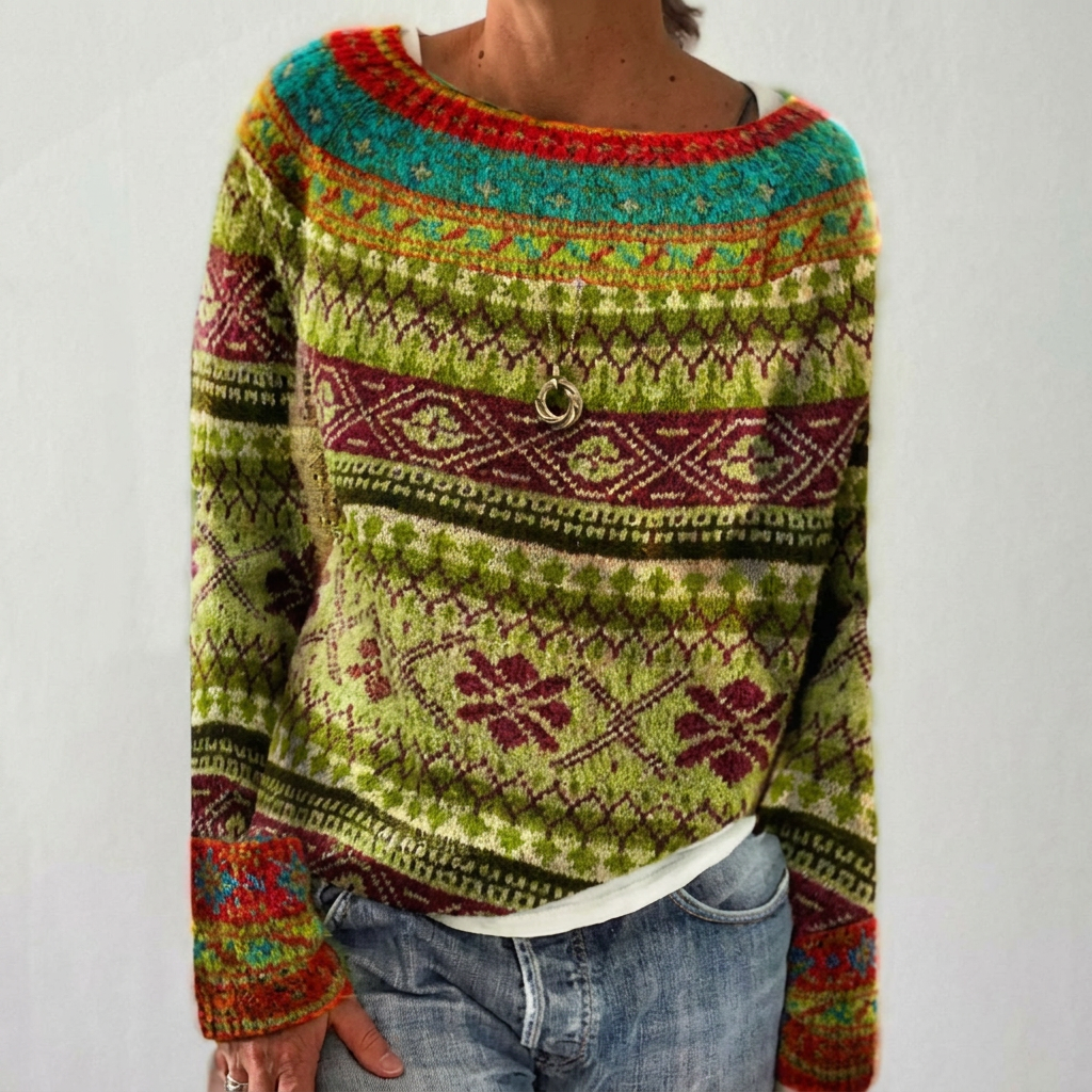 Cozy Crew Neck Fair Isle Sweater – Women’s