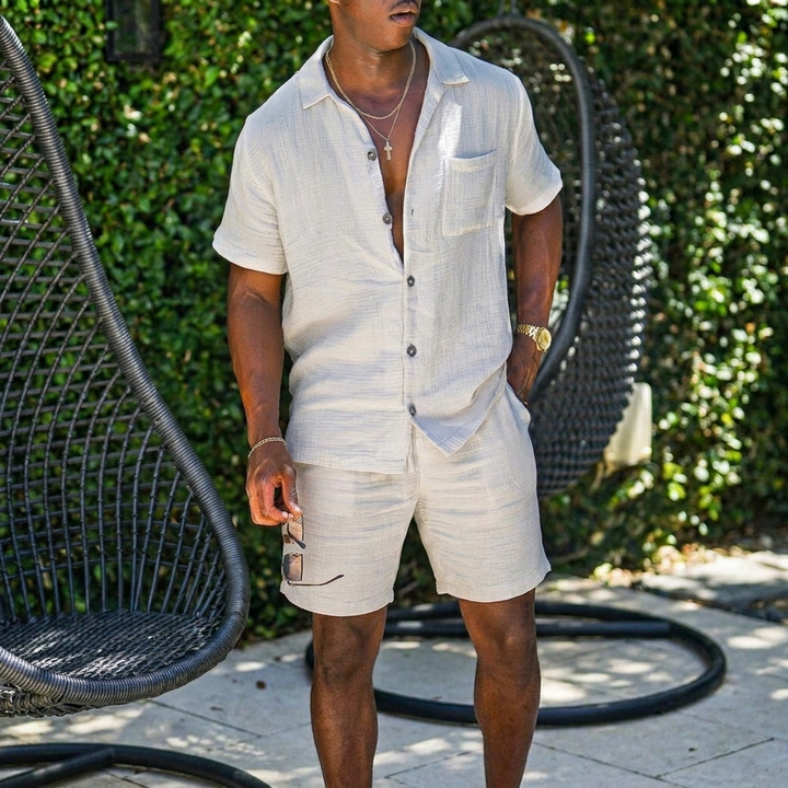 Men’s Casual Short Sleeve Lapel Shirt