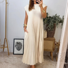 Women’s Short Sleeve Pleated Long Dress