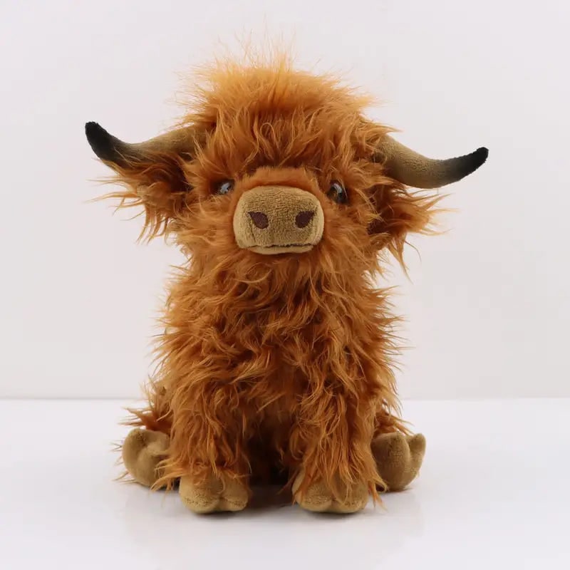 Highland Cow Stuffed Animal with Shaggy Plush and Embroidered Details