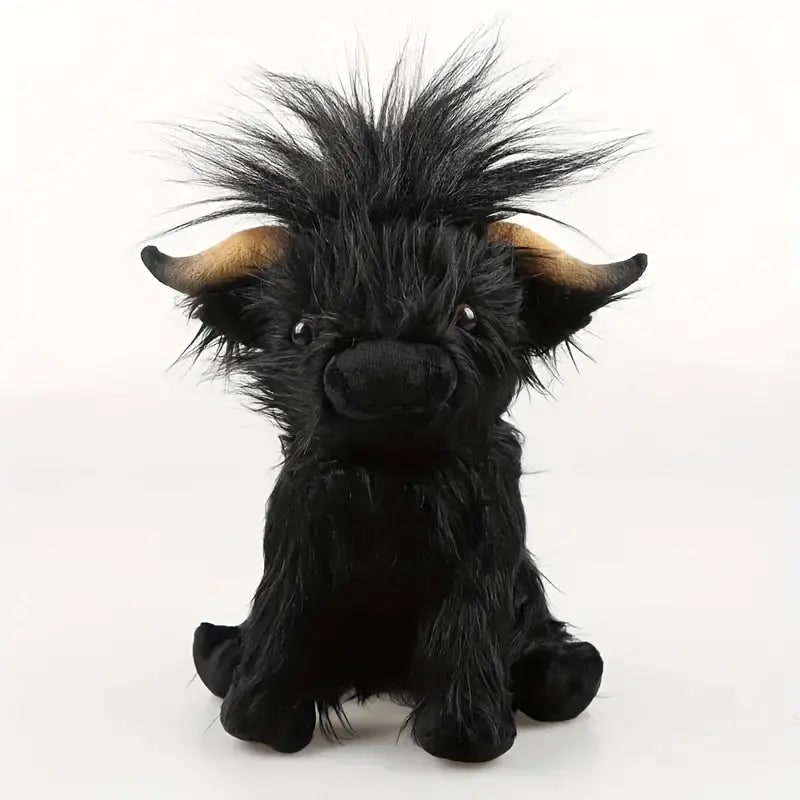Highland Cow Stuffed Animal with Shaggy Plush and Embroidered Details