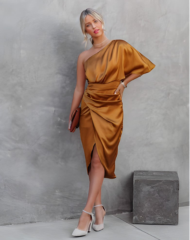 Asymmetrical Off-Shoulder Dress