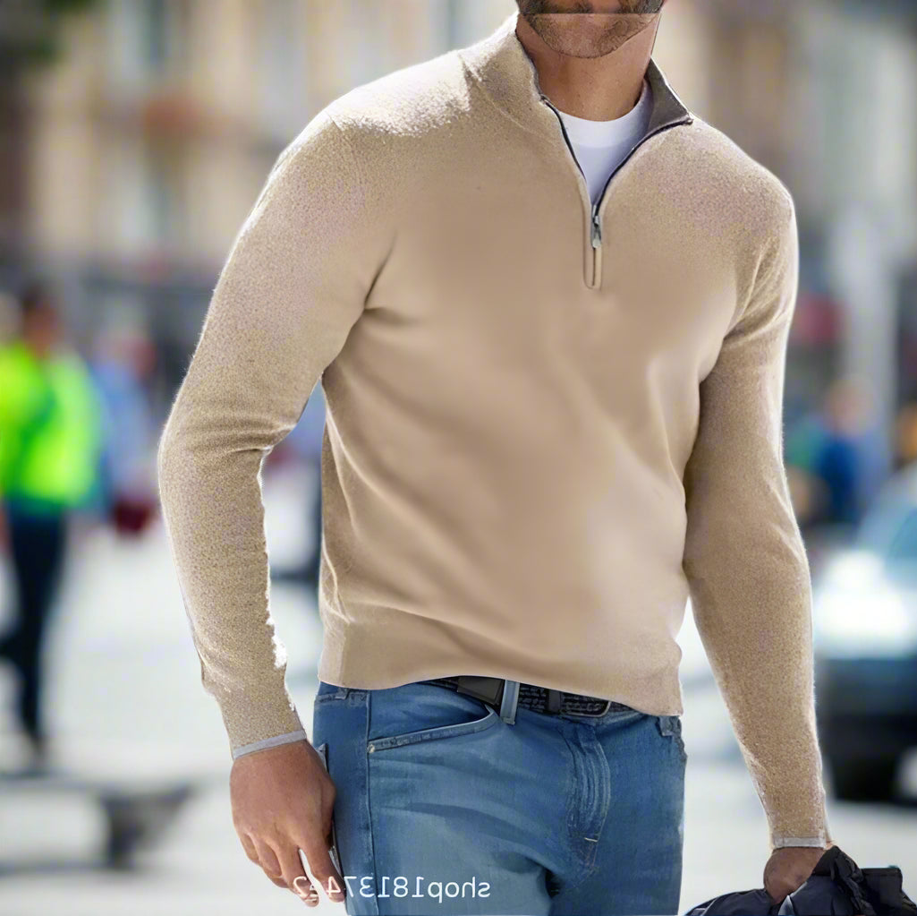 Classic Men’s Zipper Sweater – Effortless Style