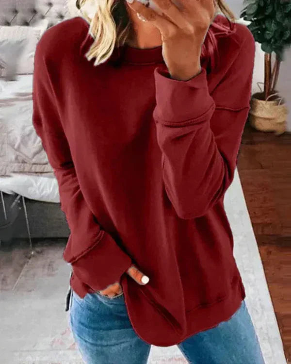 Chic und Stil | Sweatshirt - Relaxed Fit - Soft Cotton Blend - Crew Neck with Ribbed Hem