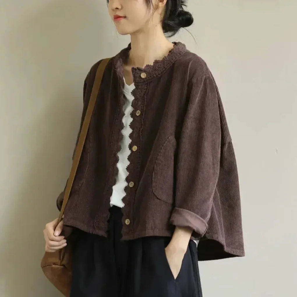 Corduroy Stitch Detail Women's Jacket
