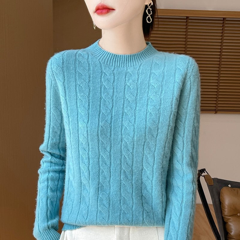 Lune London | Pullover Sweatshirt - Wool Knit - Loose Fit - Cable Pattern - Long Sleeves