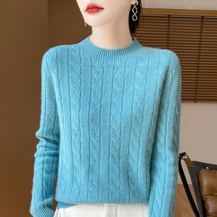 Lune London | Pullover Sweatshirt - Wool Knit - Loose Fit - Cable Pattern - Long Sleeves