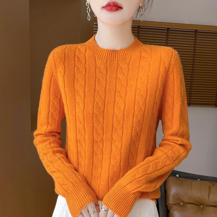 Lune London | Pullover Sweatshirt - Wool Knit - Loose Fit - Cable Pattern - Long Sleeves