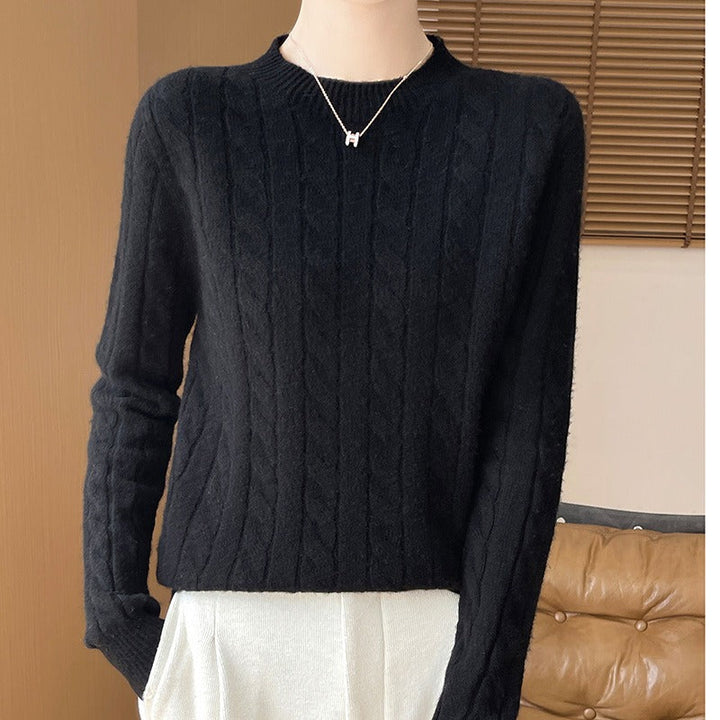 Lune London | Pullover Sweatshirt - Wool Knit - Loose Fit - Cable Pattern - Long Sleeves