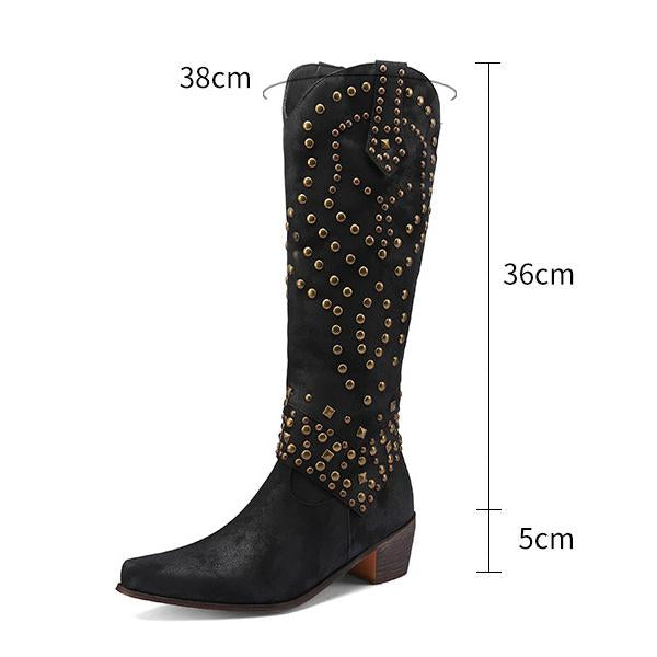 Lune London | High Boots With Metal Studs And Chunky Heel
