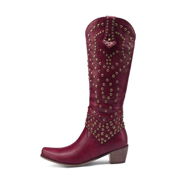 Lune London | High Boots With Metal Studs And Chunky Heel
