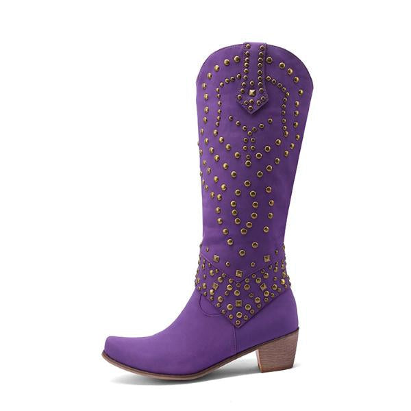 Lune London | High Boots With Metal Studs And Chunky Heel