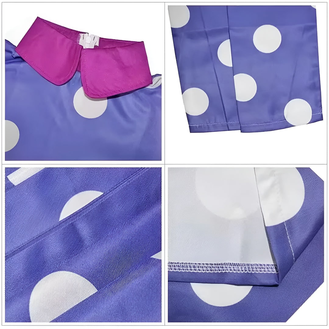Kids' Halloween Cosplay Costume Polka Dot Dress with Wig and Tights for Party and Themed Events