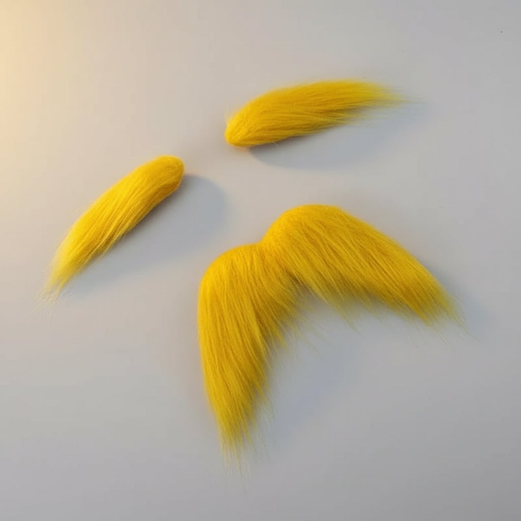 Kids' Halloween Costume Moustache and Fake Beard with Self Adhesive Eyebrows Set Bushy Yellow