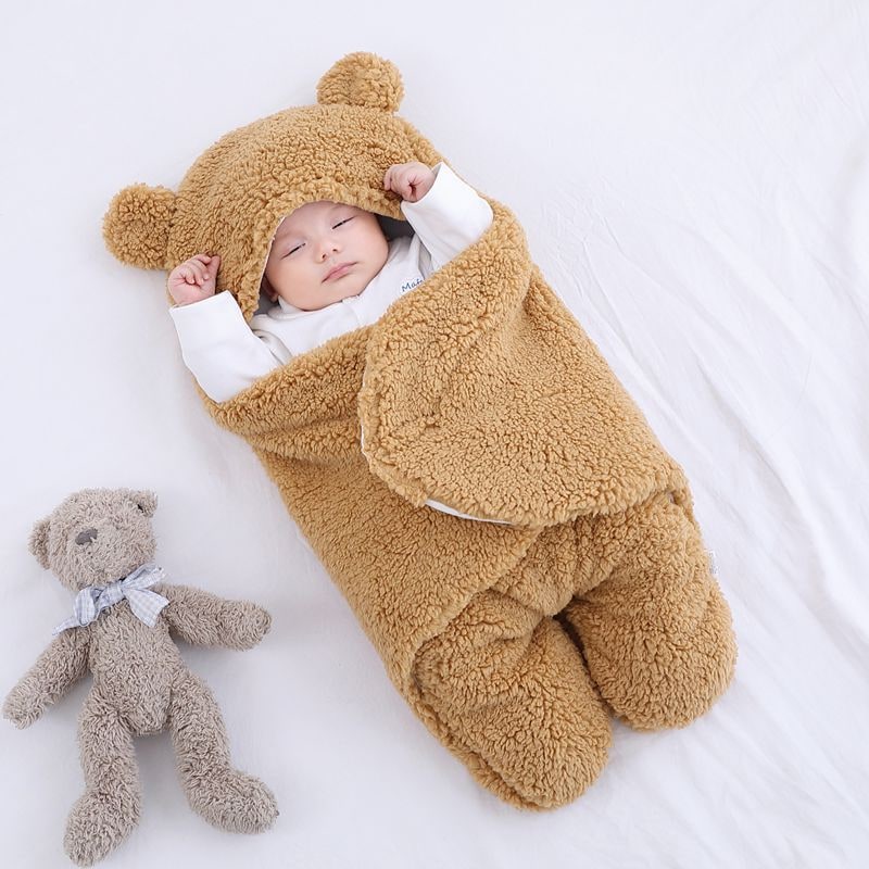 Kids' Newborn Swaddle Blanket with Infant Sleep Sack and Hooded Baby Sleeping Bag Design New Born