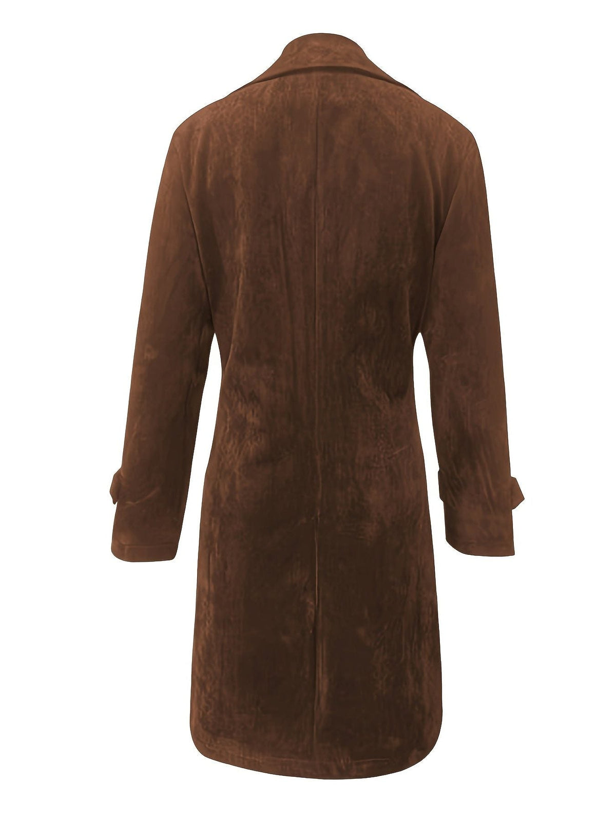 Suede Longline Coat with Lapels for Women