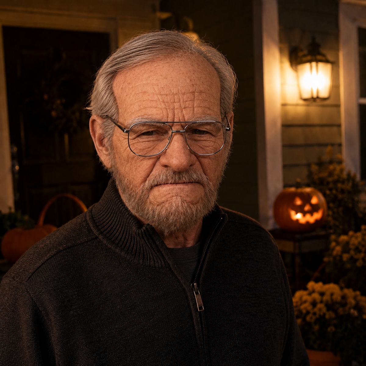 Men's Old Man Mask with Realistic Silicone Chest Bib and Creepy Halloween Details