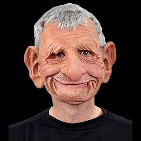 Men's Old Man Mask with Realistic Silicone Chest Bib and Creepy Halloween Details