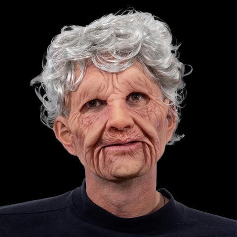 Men's Old Man Mask with Realistic Silicone Chest Bib and Creepy Halloween Details