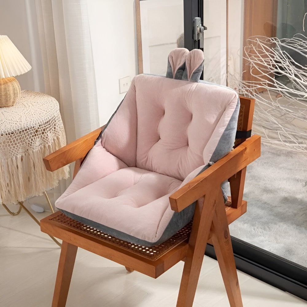 Office Chair Cushion with Backrest Tufted Plush Velvet Seat