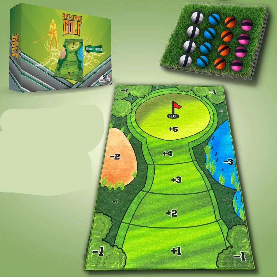 Portable Golf Chipping Game with Sticky Target Mat and 16 Colour-Coded Balls Bucket