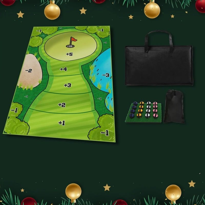Portable Golf Chipping Game with Sticky Target Mat and 16 Colour-Coded Balls Bucket