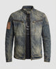 Men's Denim Jacket Biker Style Stand-Up Collar