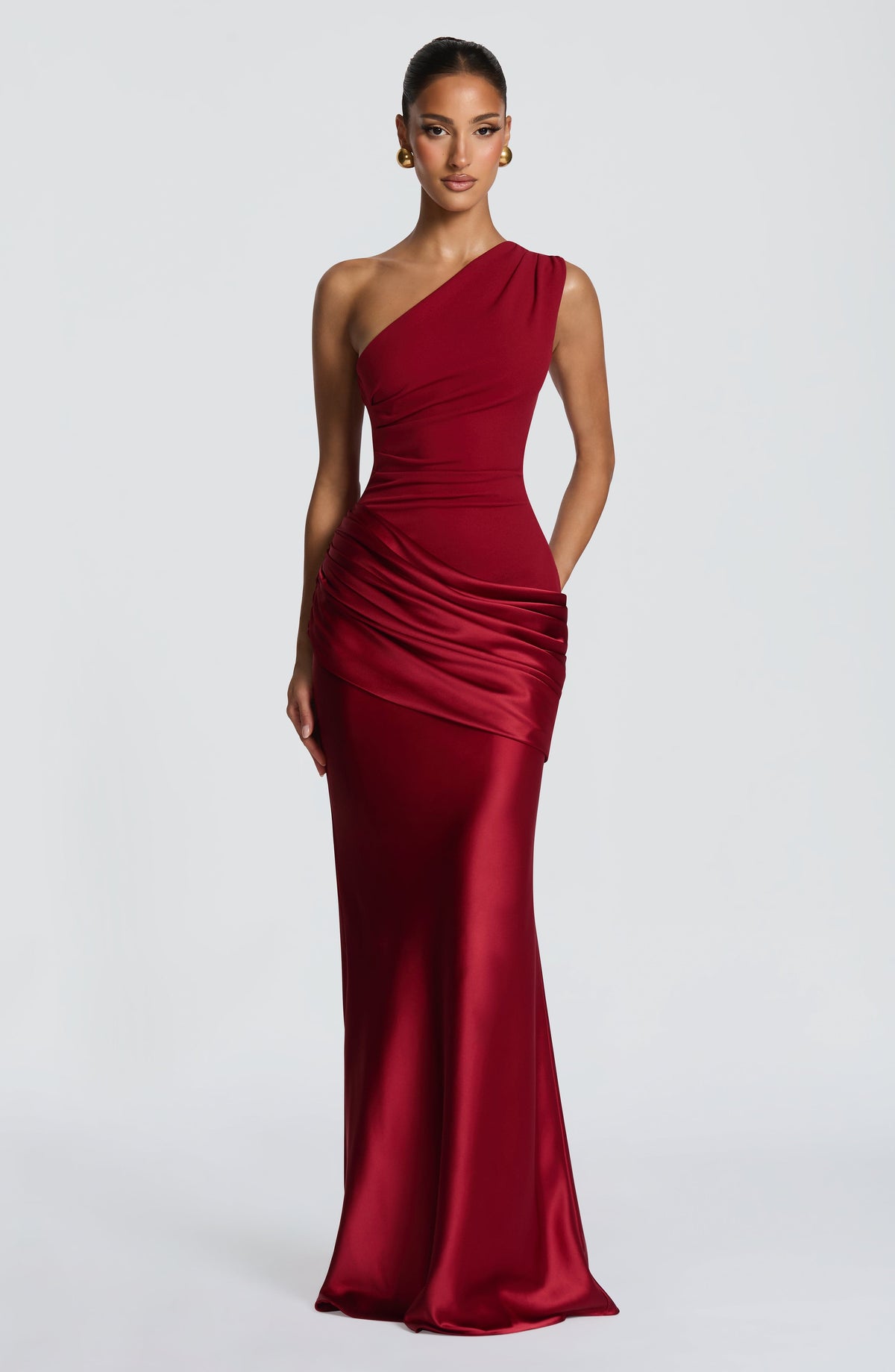 Abbey One-Shoulder Satin Maxi Dress