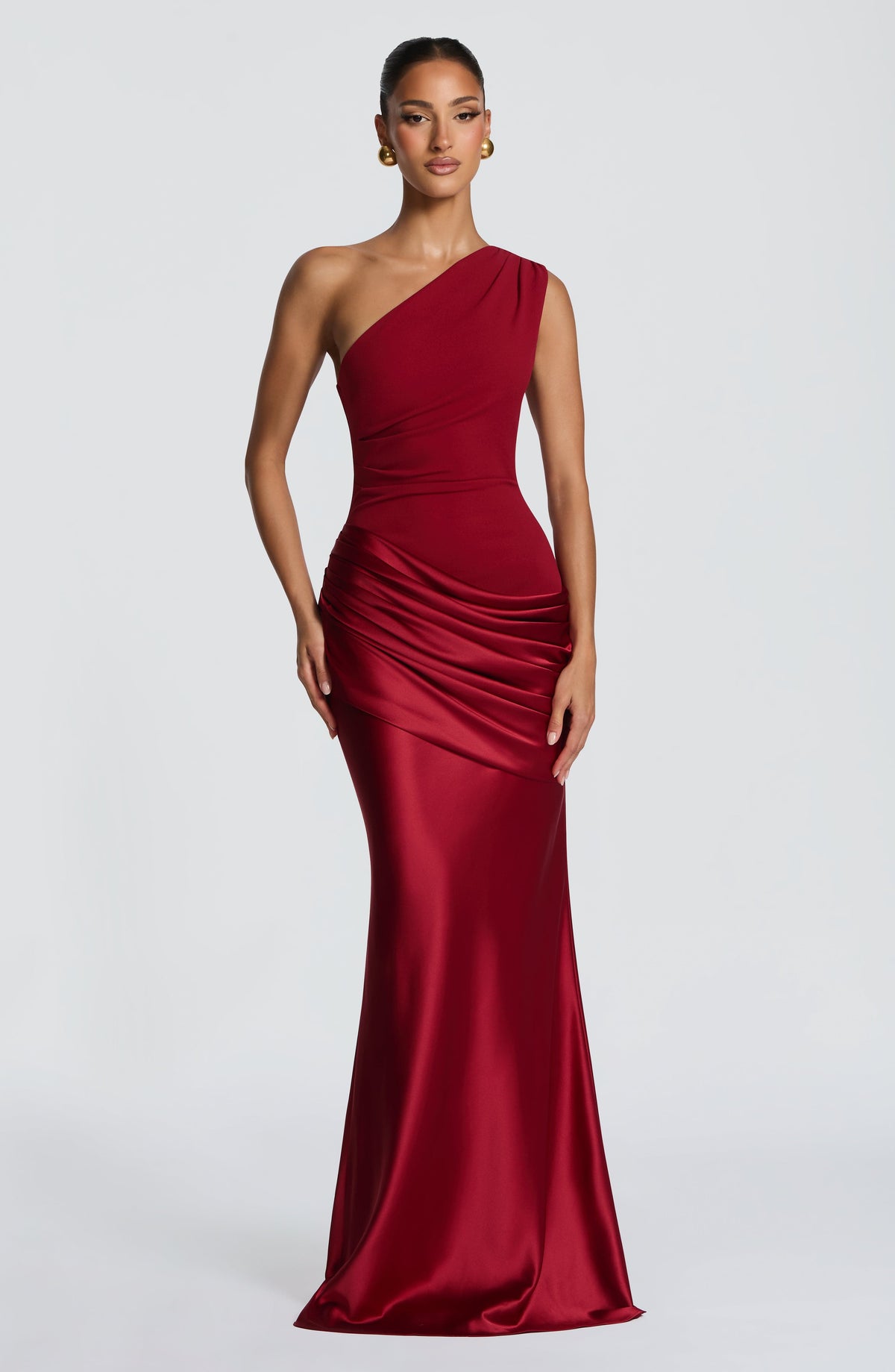 Abbey One-Shoulder Satin Maxi Dress