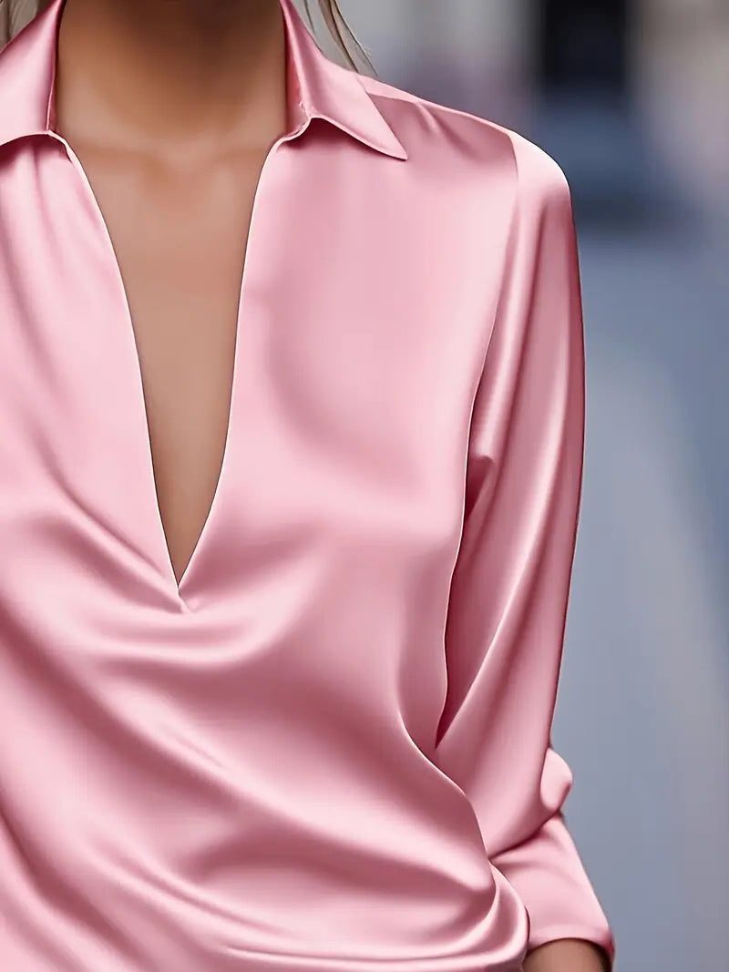 Satin V-Neck Blouse for Women