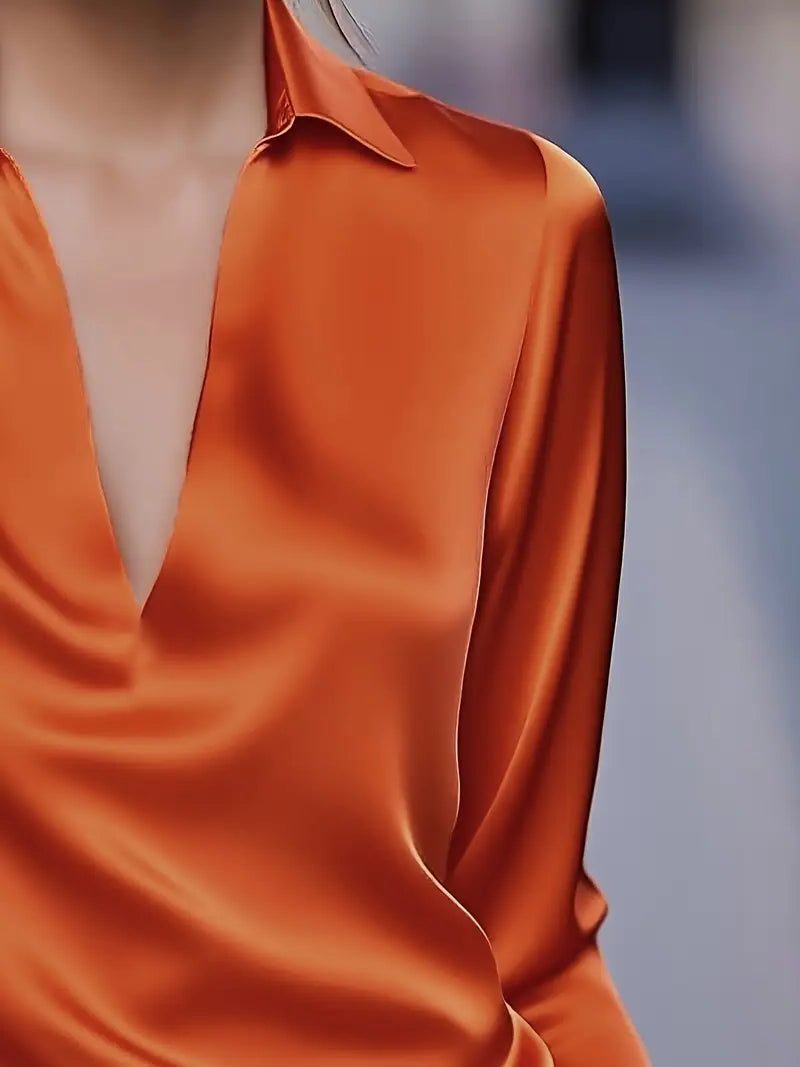 Satin V-Neck Blouse for Women
