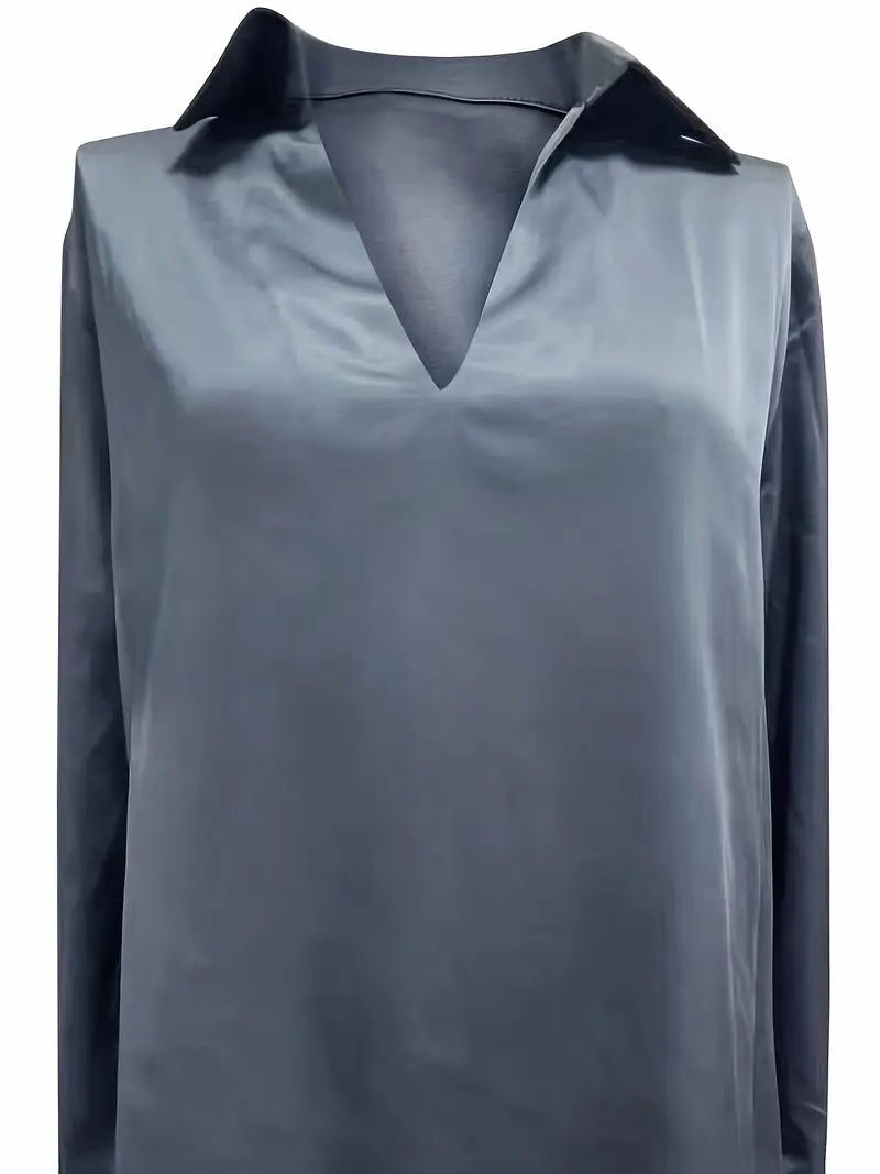 Satin V-Neck Blouse for Women